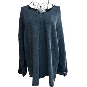 Avalin Boutique Oversized V-Neck Long Sleeve Top - Dark Charcoal One Size